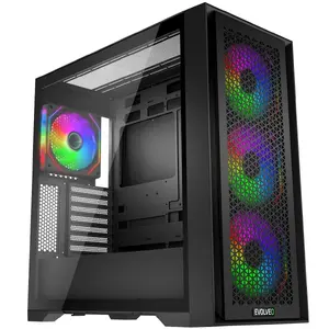 Evolveo Rhino korpuss ATX/eATX ar atbalstu 4×120 mm ARGB ventilatoriem un sānu stiprinājumu