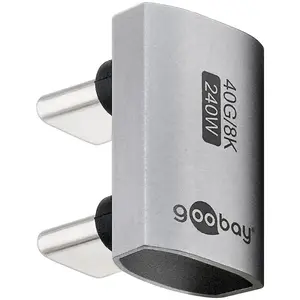 USB-C gender changer adapter GOOBAY 74446 — USB-C to USB-C, nickel/gold contacts, silver