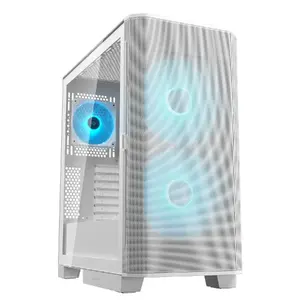 COUGAR PC Midi Tower Case Airface FLO ARGB White — 2x180mm front, 1x120mm rear, supports 2.5"/3.5" HDD, 240×480×509 mm