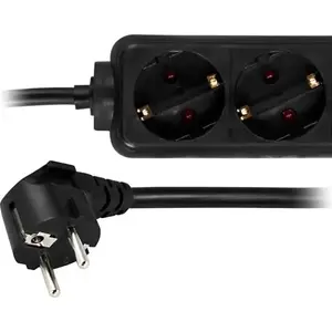 Pagarinātājs AXESSLINE GT-117D 5 m kabelis, 3 AC kontaktligzdas, Type F spraudnis, 3500 W, iekštelpām, melns
