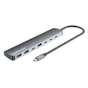 Док-станция USB-C MANHATTAN 7 портов (3x USB-A, 4x USB-C) USB 3.2 Gen 2, PD 100 Вт, алюминий, Space Grey