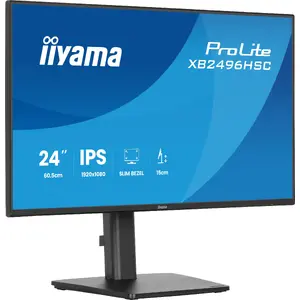 Dators monitors IIYAMA ProLite XB2496HSC-B1, 24" (61 cm) IPS Full HD 1920x1080, 3 ms, USB-C, USB 3.2 hubs, skaļruņi, augstuma regulēšana, VESA, melns