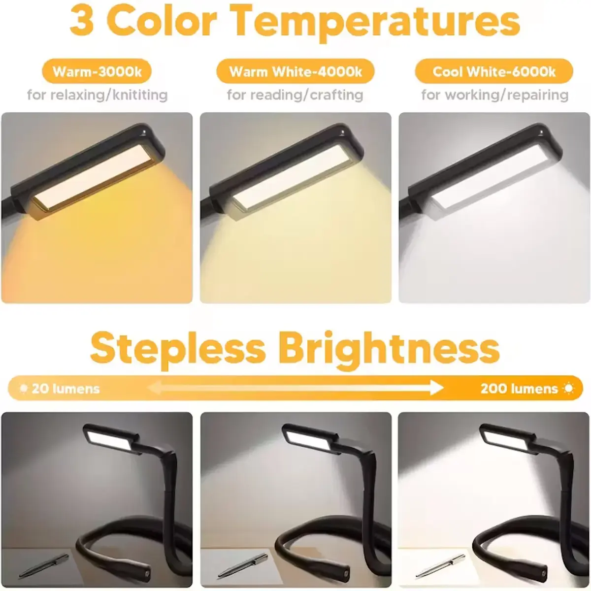 Riff GH-8 rechargeable LED reading light Photo 7