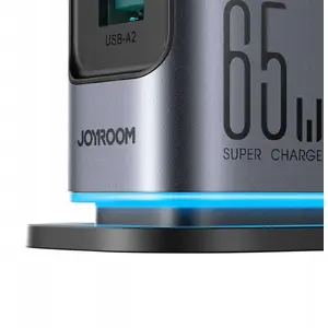 Power charger Joyroom JR-TCM02 GaN 65W charging station 4×USB-C 2×USB-A UK plug — gray