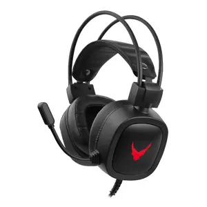 Varr USB spēļu austiņas VH6020B ar iebūvētu mikrofonu, over-ear, LED apgaismojums, 20–20000 Hz, kabelis 2 m, melni/sarkani