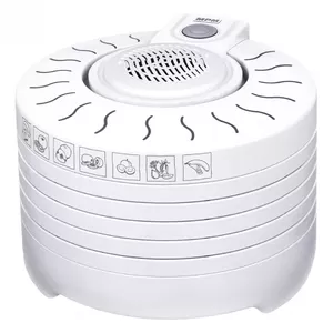 Galda žāvētājs pārtikai MPM MSG-01, 250 W, 5 režģi, sieta diametrs 28 cm, balts plastmasas korpuss