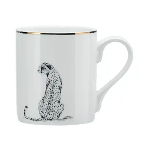 Porcelain mug MIKASA Cheetah 280 ml, white with gold-colored cheetah decoration