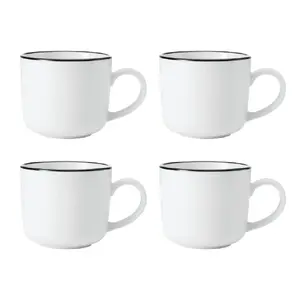 Porcelain mug set MIKASA LIMESTONE 360 ml, 4 pieces, white with black rim