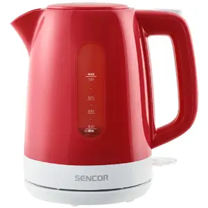 Электрочайник SENCOR SWK1024RD — 1,0 л, 2200 Вт, пластик без BPA, нержавеющая нагревательная платформа, подставка 360°
