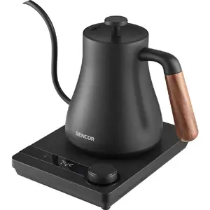 Electric kettle SENCOR SWK2828BK — cordless stainless steel, 1.7 L, 220–240 V, gooseneck, digital temperature control