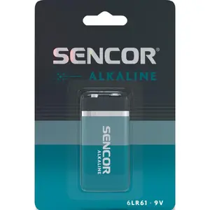 Alkaline 9V battery SENCOR SBA6LR611BP9V — single-use 6LR61, long storage up to 10 years