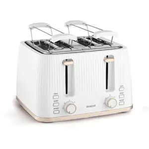 Toaster SENCOR STS7540WH — white 4-slot pop-up toaster, 7 browning levels, 1860 W, functions: reheat/defrost/stop