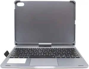 Tablet stand case RealPower PadStand for 10.9" with Bluetooth keyboard, rotatable, grey