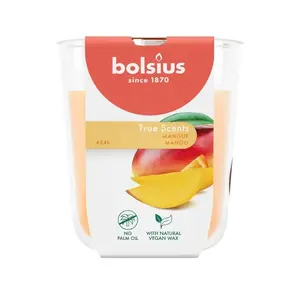 Aromātiskā svece stikla burkā Bolsius True Scents Ø80×73 mm, manga aromāts