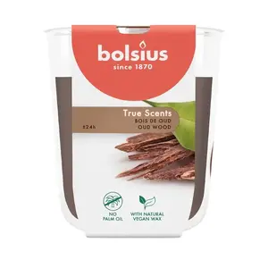 bolsius smaržīga svece stiklā Ø80×73 mm — True Scents oud wood