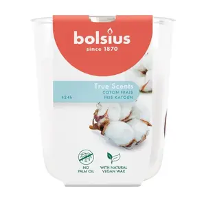 Aromātiskā svece stikla traukā bolsius True Scents Ø80×73 mm fresh cotton