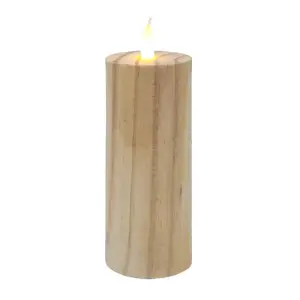 Decorative LED candle BESK 6 x 15 cm with wood-effect finish
