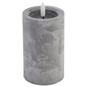 LED candle BESK 7.5×15 cm, stone-effect, battery-powered indoor decorative candle
