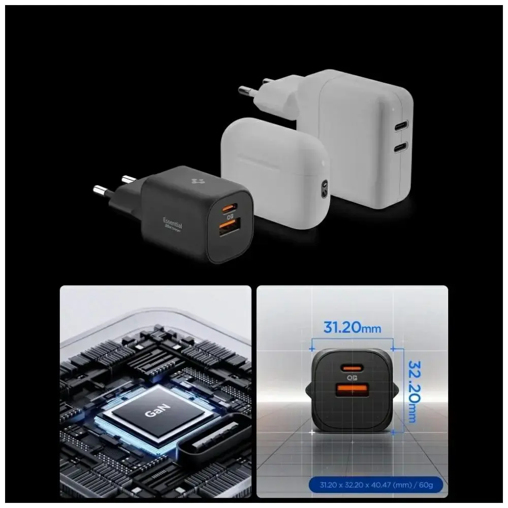 Spigen sienas lādētājs Essential EE352EU 35W Photo 3