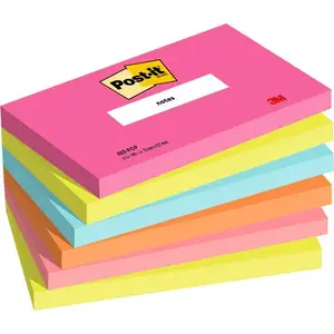 Self-adhesive note paper 3M 655-6-POP, rectangle 127×76 mm, 100 sheets, blue/green/orange/pink