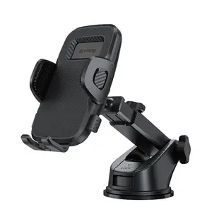 Car holder Crong Carclip for dashboard and windshield, passive, for smartphones, black (carbon)