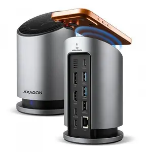 AXAGON HMC-WL9 USB-C 9‑в‑1 хаб док-станция 10 Гбит/с, PD 100 Вт, 8K HDMI, Ethernet, беспроводная зарядка