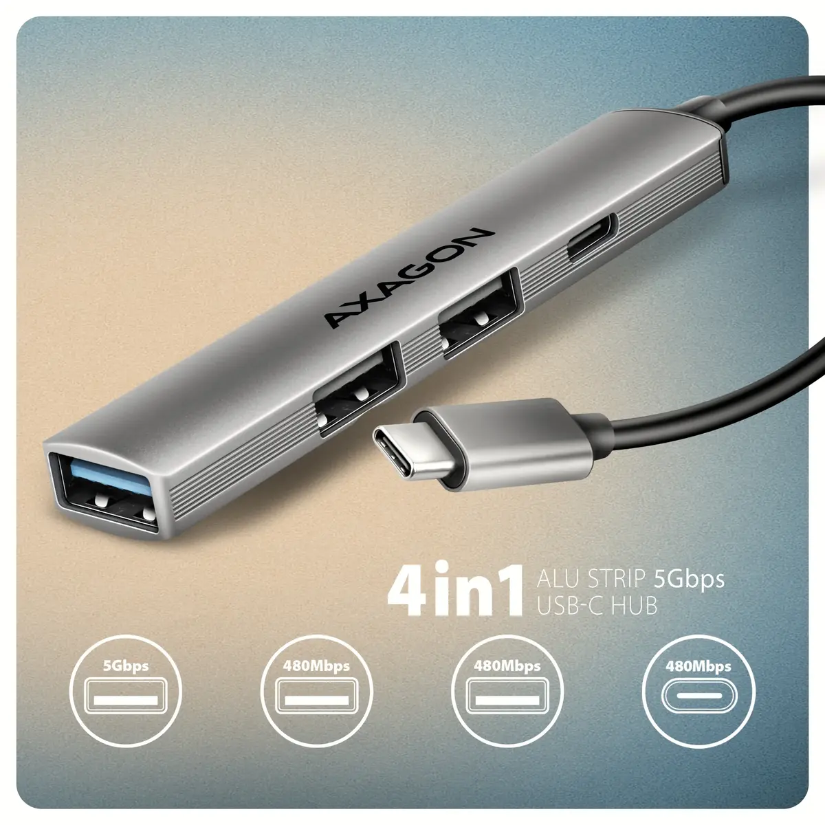 AXAGON HUE-STC USB-концентратор 4 порта Photo 2