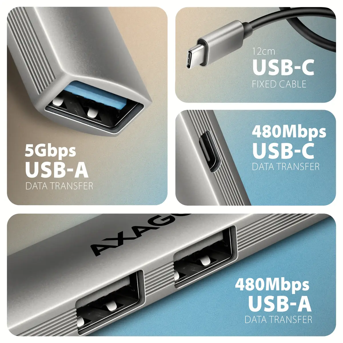 AXAGON HUE-STC USB-концентратор 4 порта Photo 3
