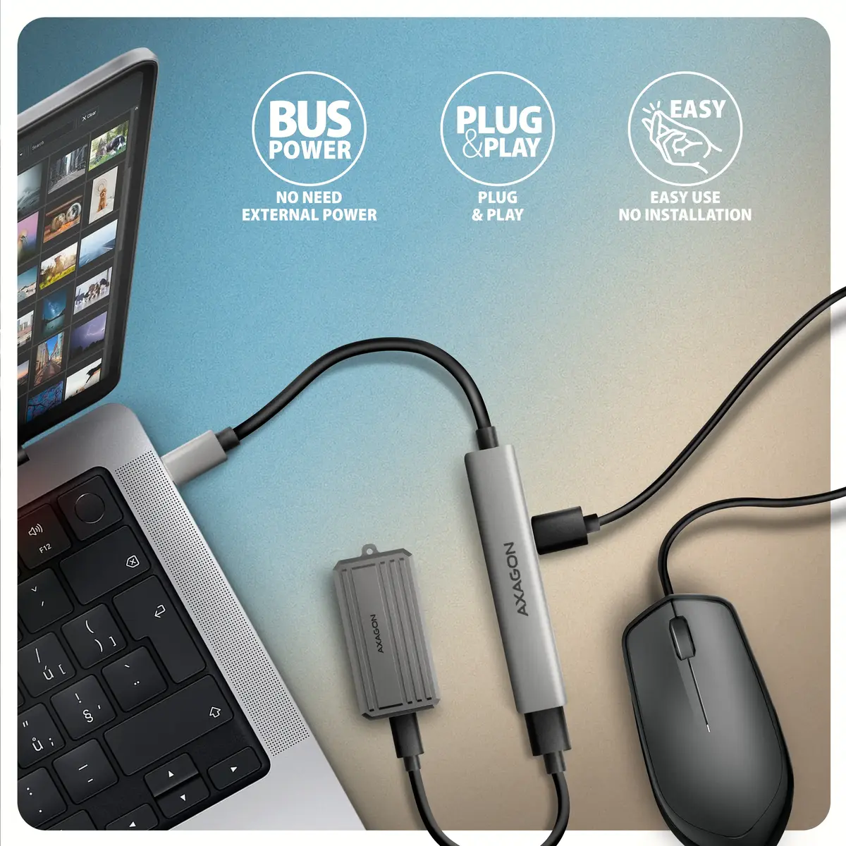 AXAGON HUE-STC USB-концентратор 4 порта Photo 4