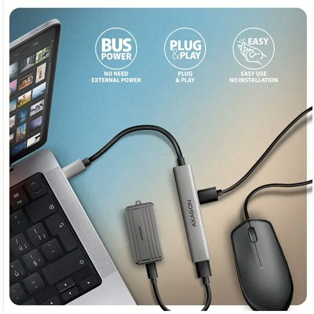 USB centrmezgls AXAGON HUE-STC, 4 portu