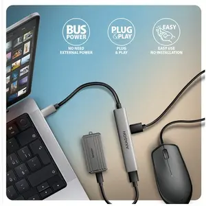 USB-концентратор AXAGON HUE-STC, 4 порта алюминиевый корпус, 1x USB-A 5 Гбит/с + 2x USB-A и 1x USB-C 480 Мбит/с, USB-C хост, кабель 12 см, серый