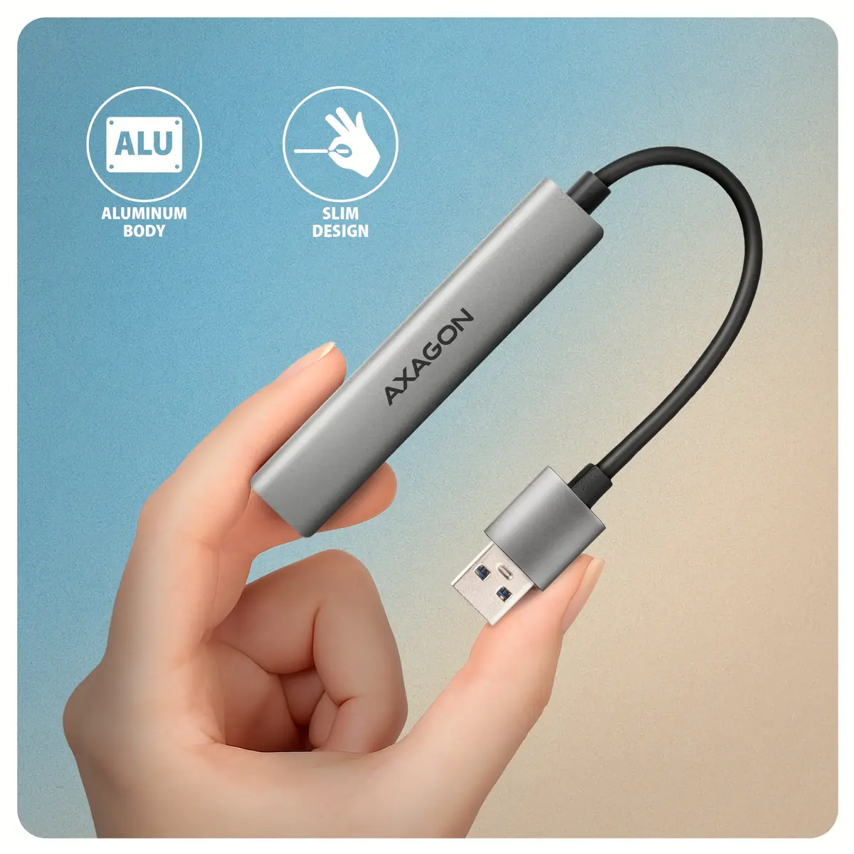 AXAGON HUE-STA USB-хаб — 4 порта, алюминий Photo 5