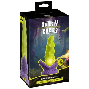 Dildo Beasty Cocks Passion Plant LED — Liquid Silicone, 22 cm total, 16 cm insertable, Ø max 5.5 cm, rechargeable LED, suction cup