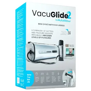 Masturbator Autoblow VacuGLIDE 2 — hands-free oral-style stimulator, rechargeable via USB, aluminium body, removable silicone sleeves