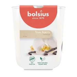Scented candle glass Bolsius True Scents Ø80×73 mm vanilla fragrance
