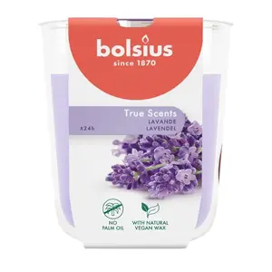Aromātiskā svece stiklā Ø80×73 mm, Bolsius, lavandas aromāts