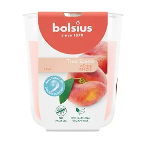 Aromātiskā svece stikla burkā bolsius True Scents Ø80×73 mm — persiku aromāts
