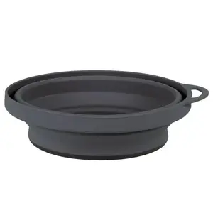 Collapsible silicone bowl LIFEVENTURE FlexiBowl Ellipse — foldable food-safe silicone, Graphite