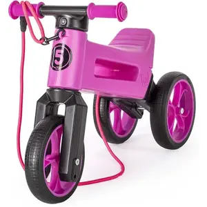 Bērnu līdzsvara velosipēds Funny Wheels Rider Super Sport — viegls bezpedāļu trenažieris, zems sēdekļa augstums, rozā