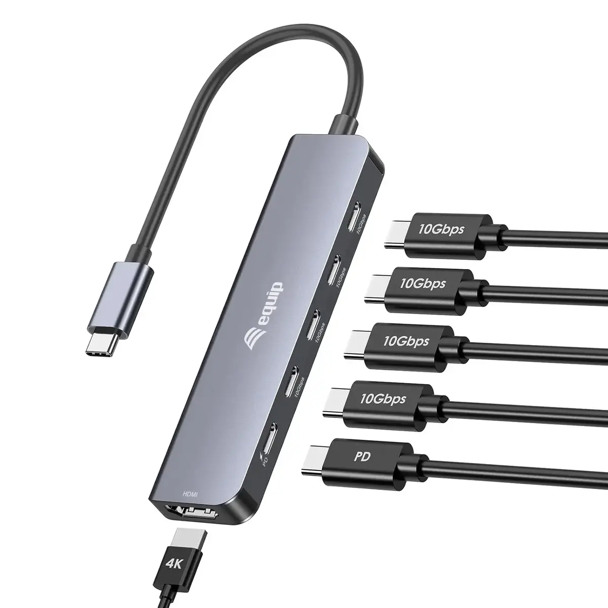 EQUIP USB‑C 6‑in‑1 Adapter — HDMI 4K/60Hz, 4× USB‑C Gen2 Photo 2