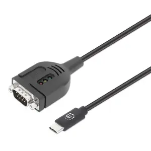 Кабель-конвертер Manhattan USB-C в последовательный порт RS232 COM DB9 Prolific PL2303GT чип 1м черный