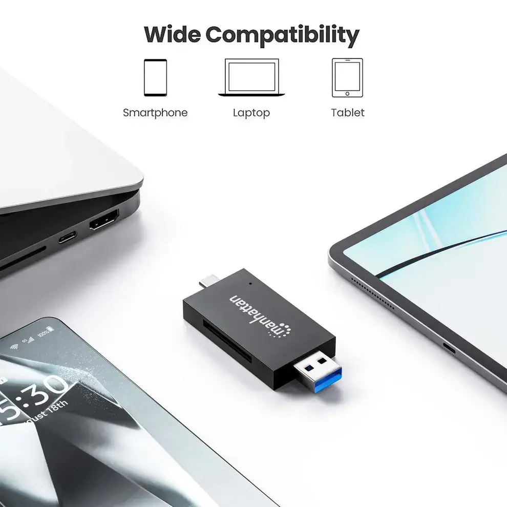 MANHATTAN USB‑A/USB‑C kombinētais karšu lasītājs 5 Gbps Photo 6