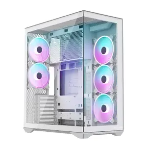 PC full-tower case MODECOM Volcano SPACE XL ARGB FULL TOWER 5F White — ATX, tempered glass, ARGB, USB-C