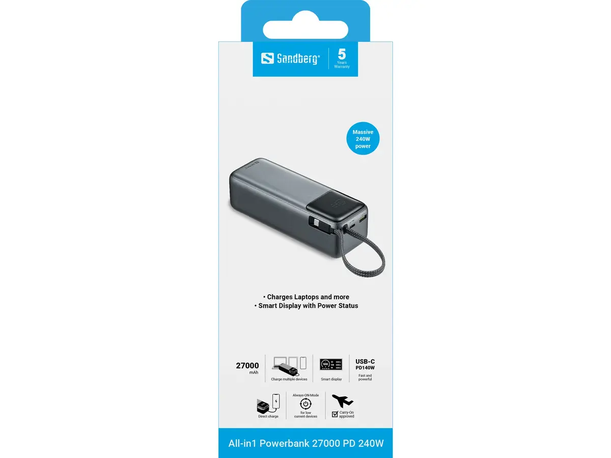 SANDBERG All-in1 Powerbank 27000 PD 240W Photo 6