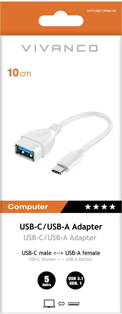 Vivanco USB‑C на USB‑A 3.0 кабель‑адаптер, 10 см Photo 2