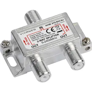Satellite cable splitter Vivanco VVSATSPLIT1IN2OUT — 1 input to 2 outputs, SAT signal divider