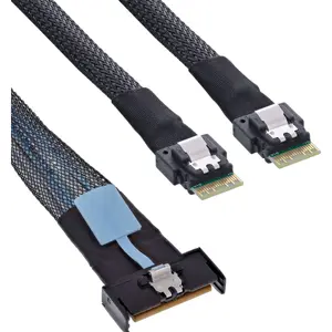 Serial Attached SCSI (SAS) cable InLine 27663A, 0.5 m, 32 Gbit/s, MCIO x8 to 2x 4i SFF-8654