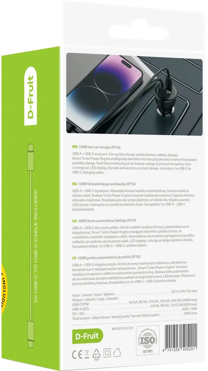 D-Fruit DF152 100W USB-C car charger Photo 2