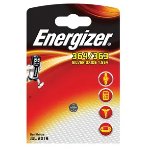 Pogas vienreizlietojamā baterija Energizer 364/363 Silver‑Oxide 1,55 V, apaļa blisterī