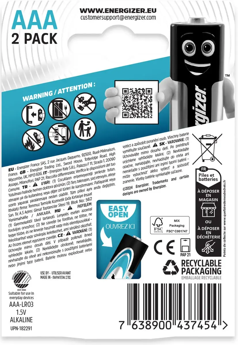 Щелочные AAA батарейки Energizer Max Plus, 2 шт. Photo 2